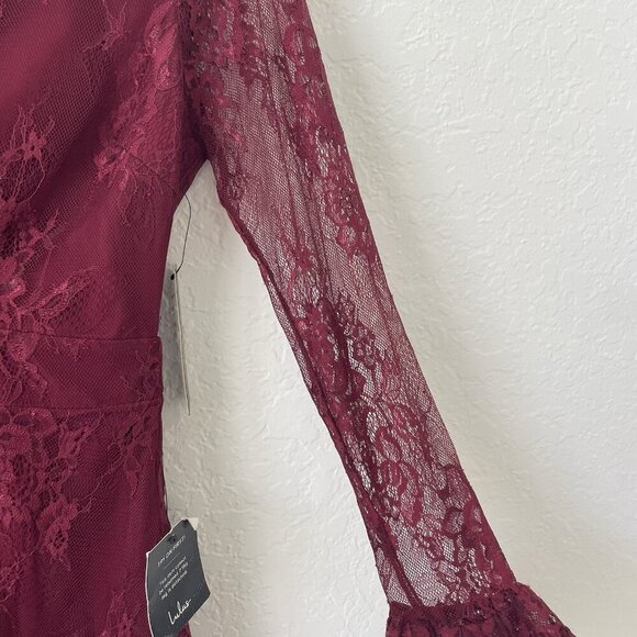 Lulus Whimsigoth Mini Dress Size S Burgendy Red Babydoll Lace Dark Romantic Vamp - Picture 9 of 16